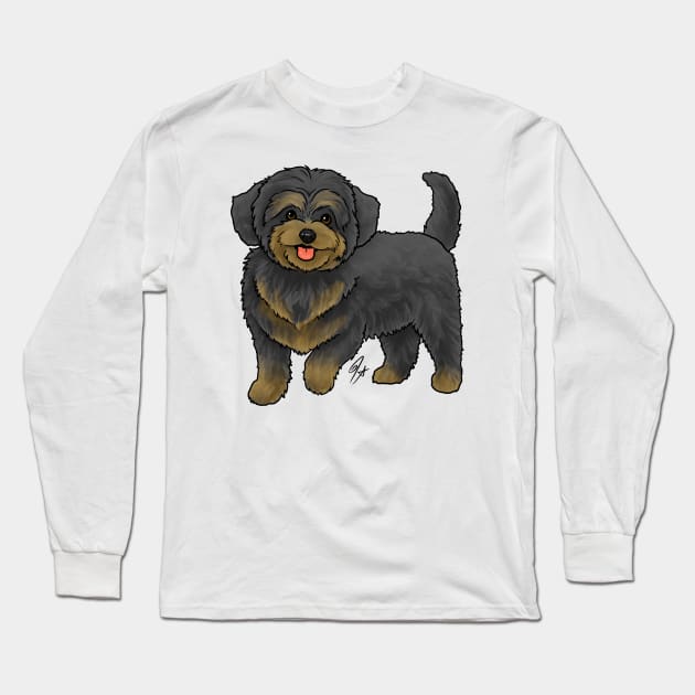 Dog - Maltipoo - Black and Tan Long Sleeve T-Shirt by Jen's Dogs Custom Gifts and Designs